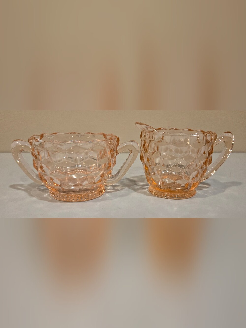 Vintage Jeannette Glass Creamer and Sugar Set - Elegant Pressed Glass